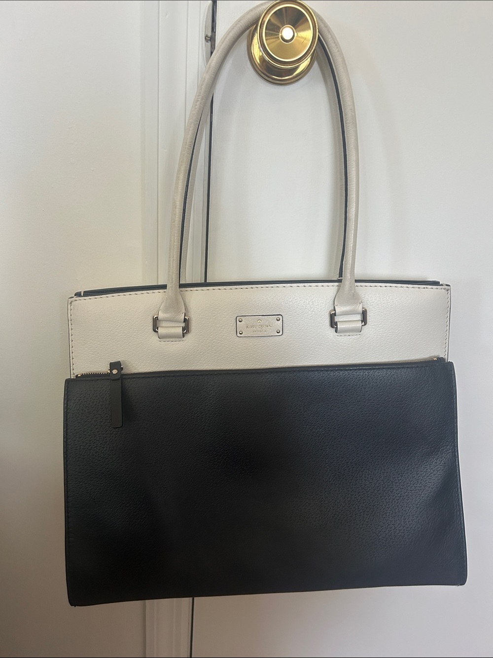 kate spade Black and White Two-Tone Structured Tote